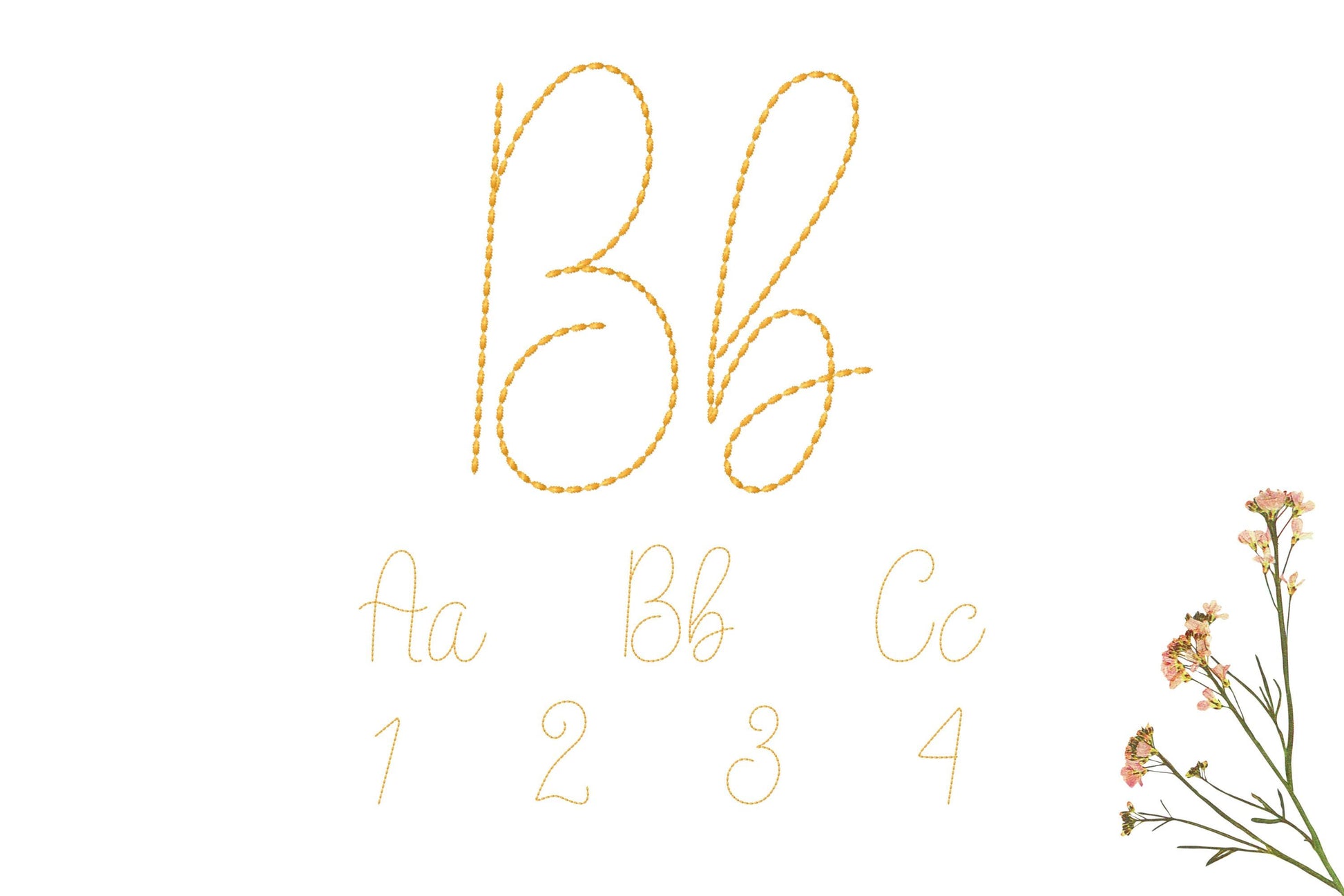 Handwritten script FONT Hand stitch effect bean stitch alphabet monogram machine embroidery designs letters and numbers