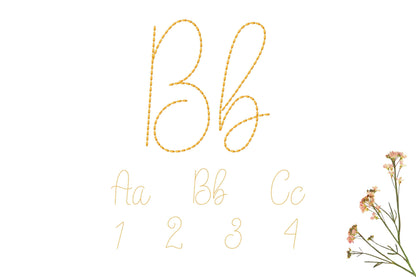 Handwritten script FONT Hand stitch effect bean stitch alphabet monogram machine embroidery designs letters and numbers