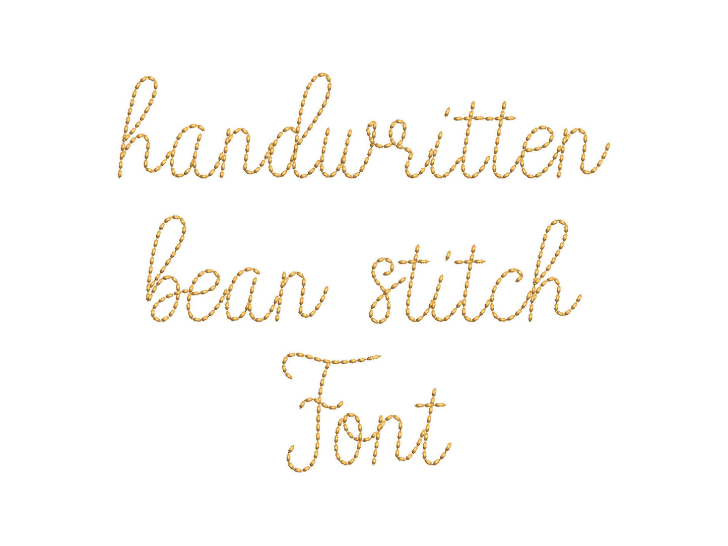 Handwritten script FONT Hand stitch effect bean stitch alphabet monogram machine embroidery designs letters and numbers