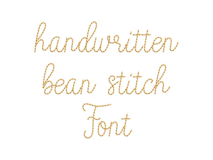 Handwritten script FONT Hand stitch effect bean stitch alphabet monogram machine embroidery designs letters and numbers