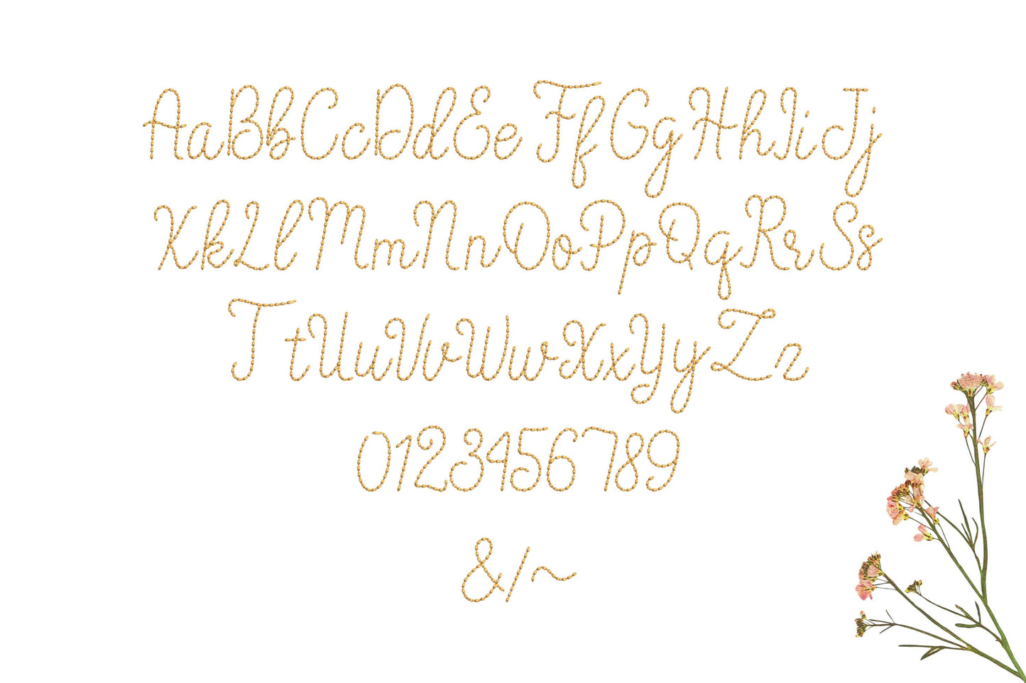 Handwritten script FONT Hand stitch effect bean stitch alphabet monogram machine embroidery designs letters and numbers