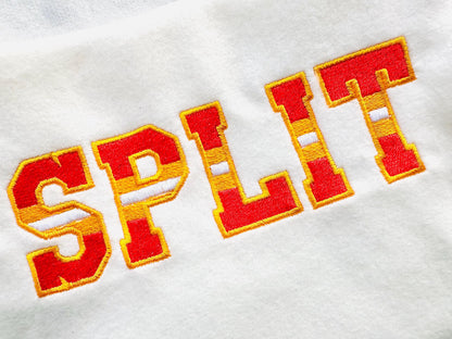 Sports Varsity Collegiate type FONT fill stitch and outline striped alphabet