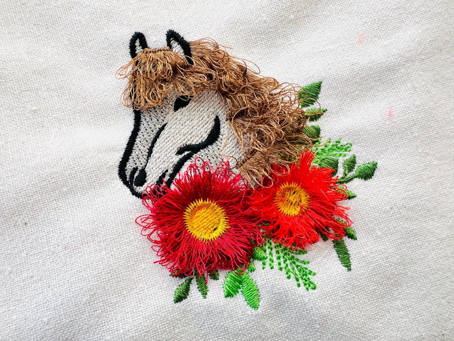 Horse Fringed Fluffy Hair Chenille Farm Animal and Fringe Flowers Machine Embroidery Designs Fringe Fur in the Hoop Sizes 3.5 and 4 Inch - Etsy