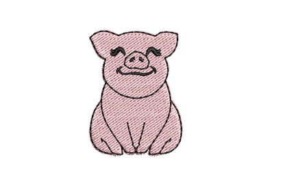 Mini Piggie, pig, awesome pig heifer, farm girl pig applique machine embroidery designs small sizes pig embroidery design