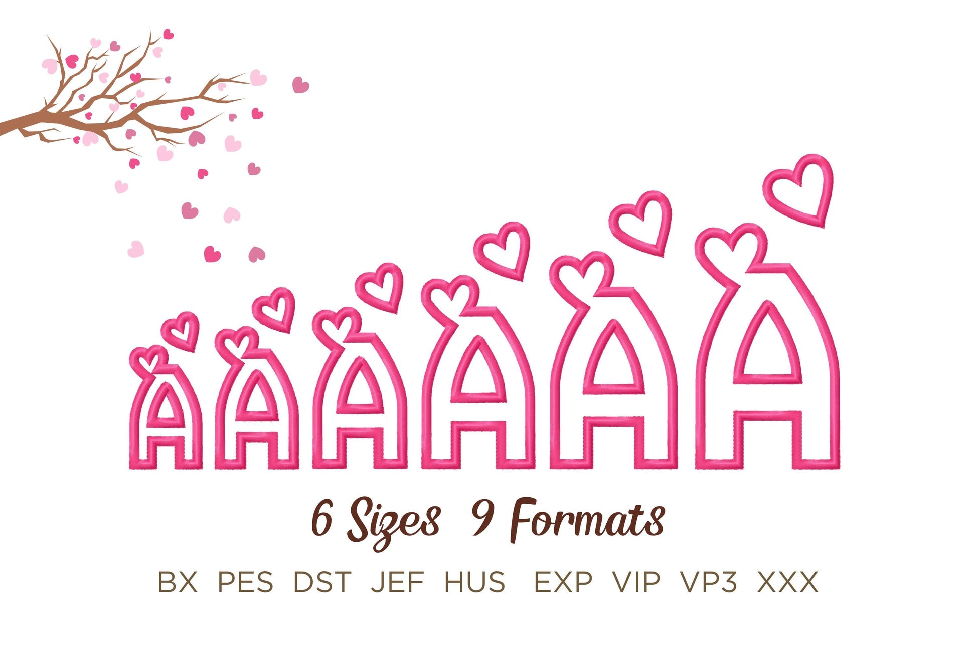 Heart Monogram Applique Font SET of 2 types machine embroidery designs Valentine alphabet Hearts letters