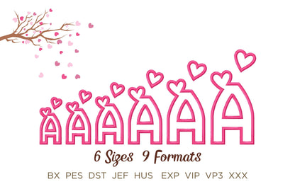 Heart Monogram Applique Font SET of 2 types machine embroidery designs Valentine alphabet Hearts letters