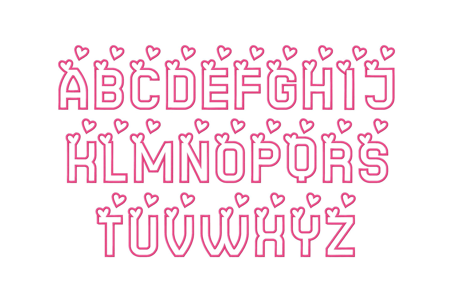 Heart Monogram Applique Font SET of 2 types machine embroidery designs Valentine alphabet Hearts letters