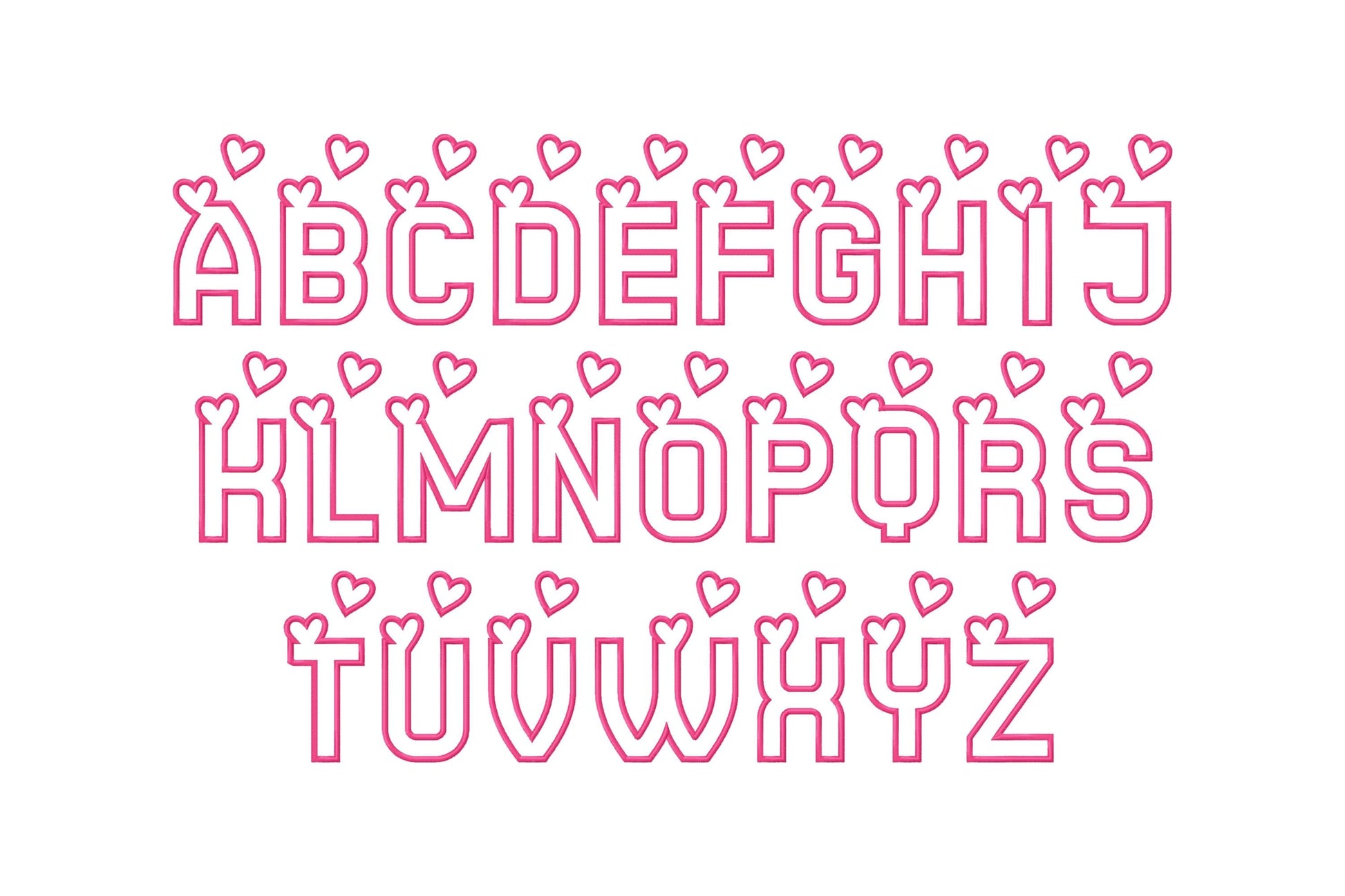 Heart Monogram Applique Font SET of 2 types machine embroidery designs Valentine alphabet Hearts letters