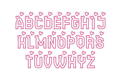 Heart Monogram Applique Font SET of 2 types machine embroidery designs Valentine alphabet Hearts letters