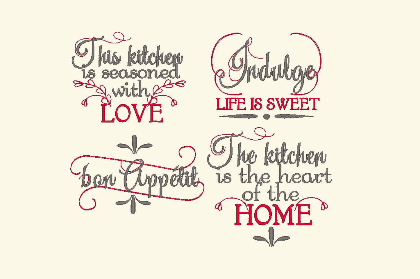 French Vintage Kitchen Towel Quote SET of 4