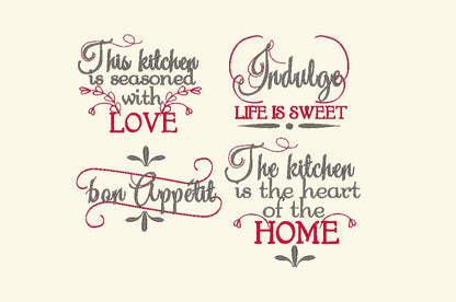 French Vintage Kitchen Towel Quote SET of 4