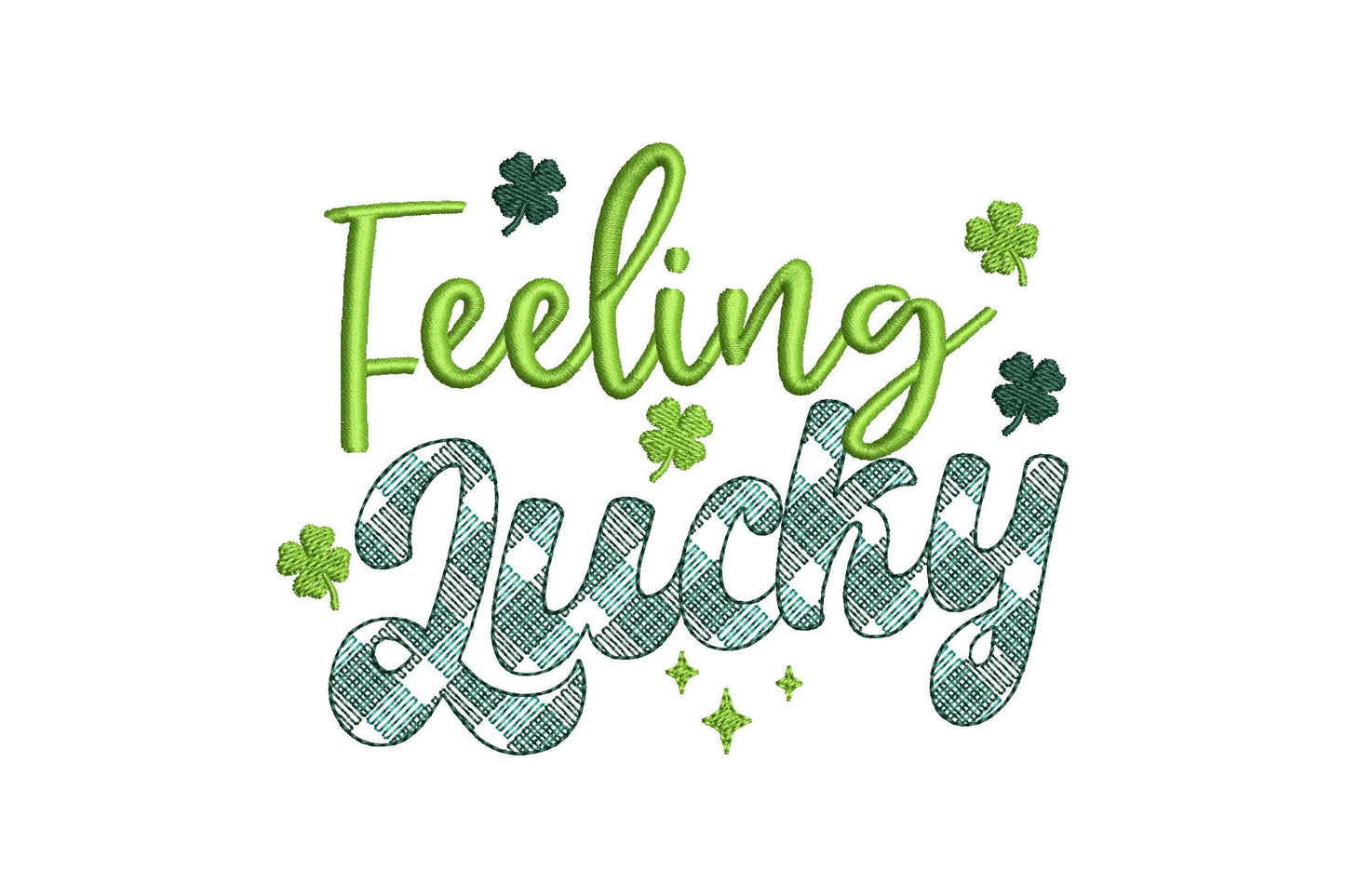 Feeling Lucky St Patricks Day Saying – Sizes 4" 5" 6" 7" 8" Digital Embroidery File | Artapli