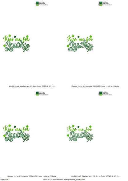 Kiss me for Luck St Patricks Day Saying – Kids embroidery design instant download by Artapli