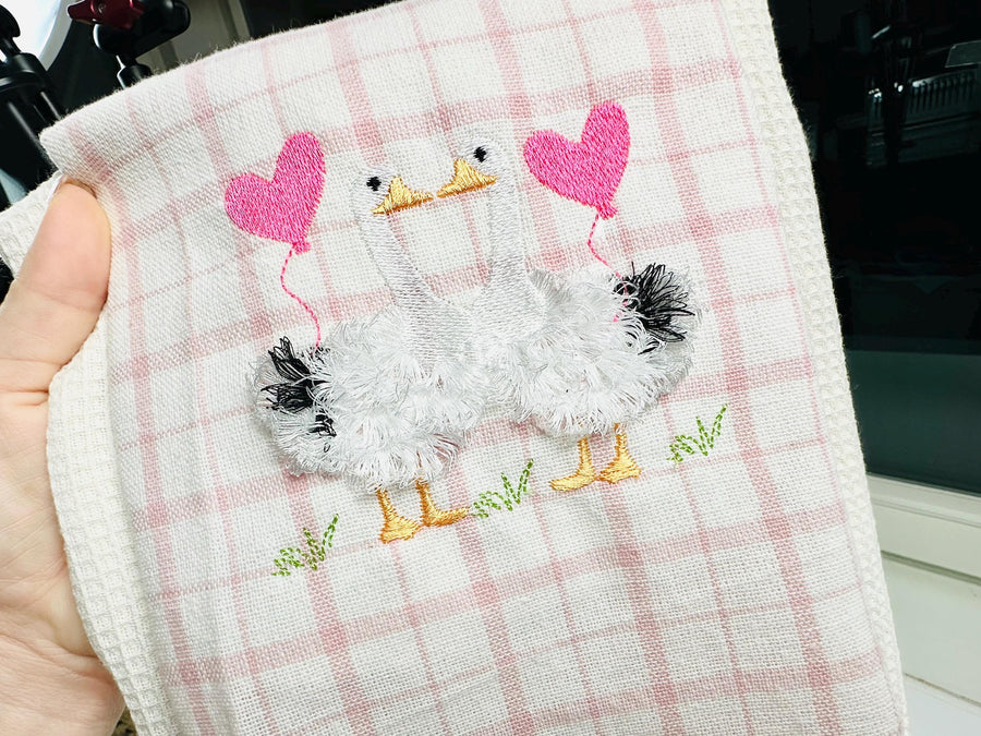 Valentine Geese Fluffy Fringed Goose Duck Fur Chenille Farm Bird Machine Embroidery Designs Fringe in the Hoop Awesome Heart Balloon Couple - Etsy