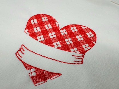 Gingham Plaid Hugging Heart Valentine Hug Heart buffalo checkered machine embroidery designs multiple sizes 3 to 6 inch lovely sweet design