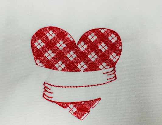 Gingham Plaid Hugging Heart Valentine Hug Heart buffalo checkered machine embroidery designs multiple sizes 3 to 6 inch lovely sweet design
