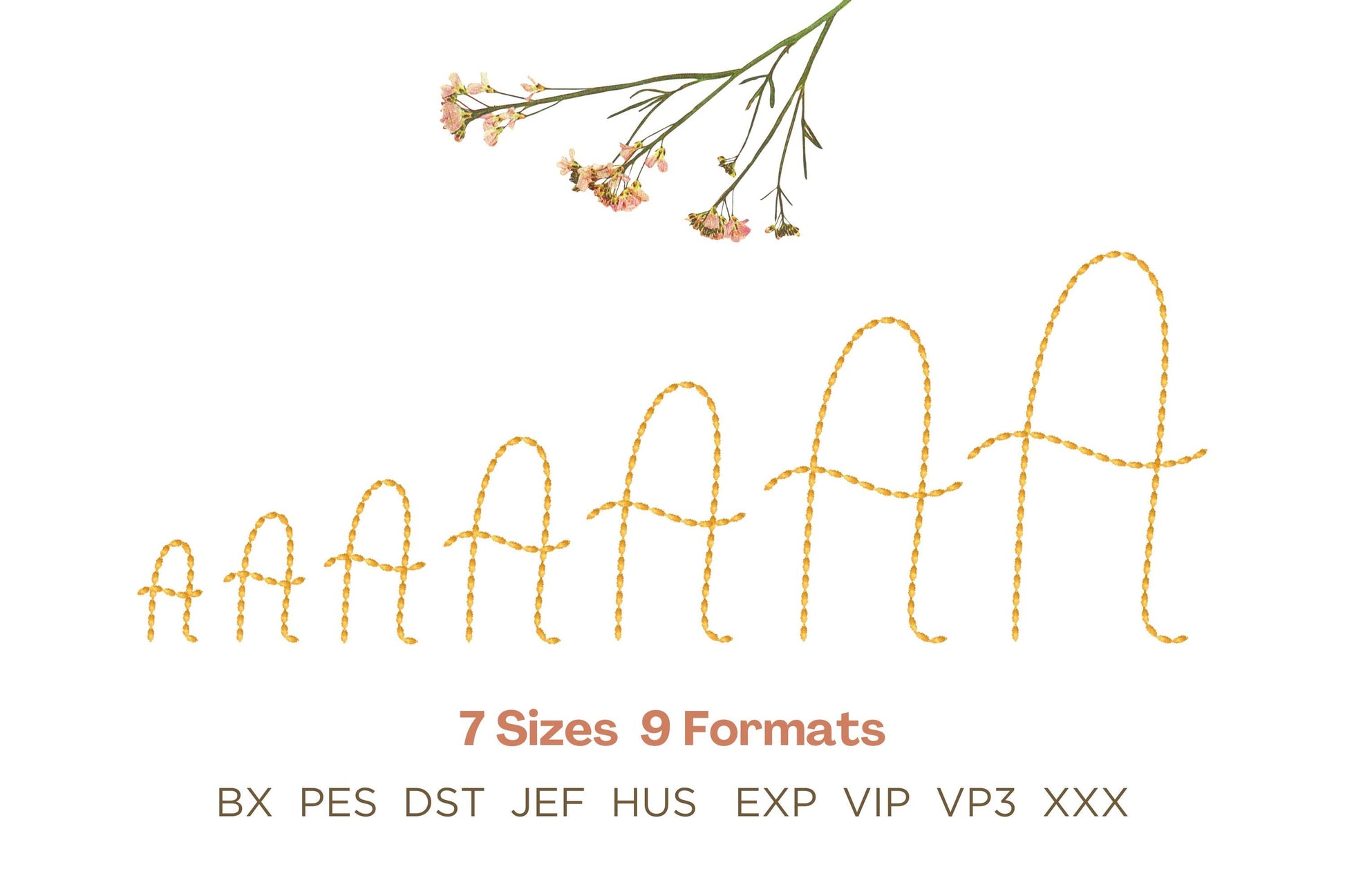 Handwritten script FONT Hand stitch effect bean stitch alphabet monogram machine embroidery designs letters and numbers
