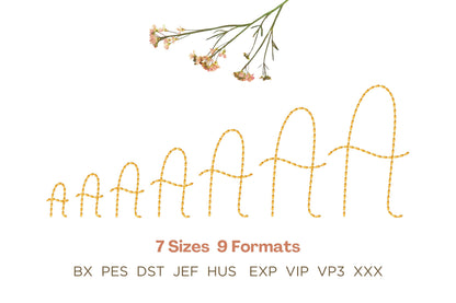 Handwritten script FONT Hand stitch effect bean stitch alphabet monogram machine embroidery designs letters and numbers