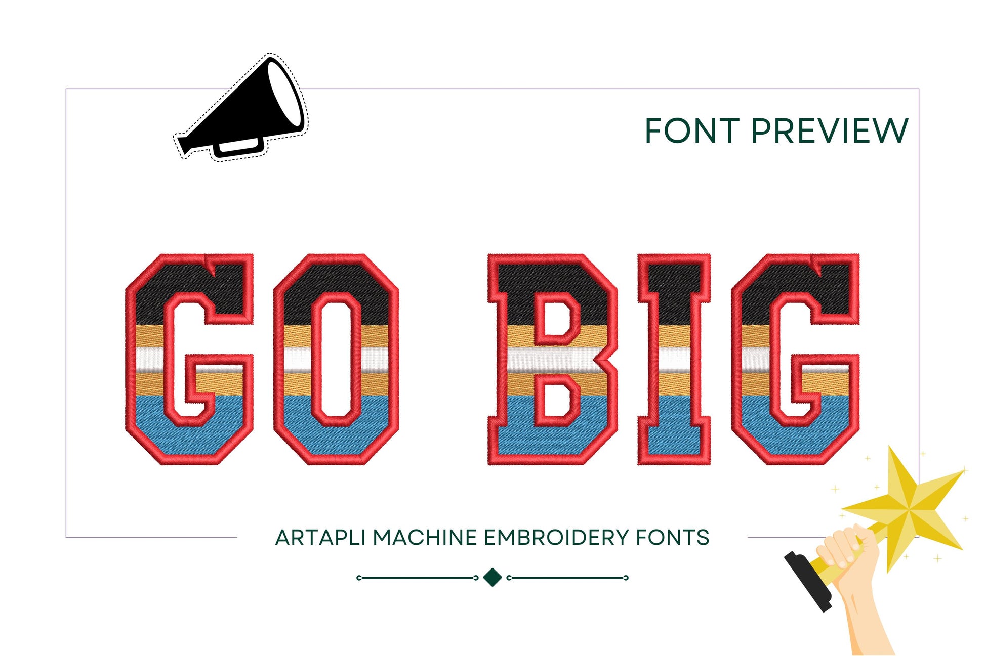 Sports Varsity Collegiate type FONT fill stitch and outline striped alphabet