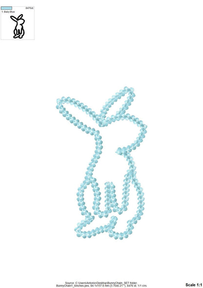 Easter Bunny silhouette SET of 5 types extra bold chain stitch outline machine embroidery designs many sizes Bunnies look like handstitched