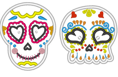 Day of the Dead Sugar Skull Set of 3 types Calavera Skull applique machine embroidery designs