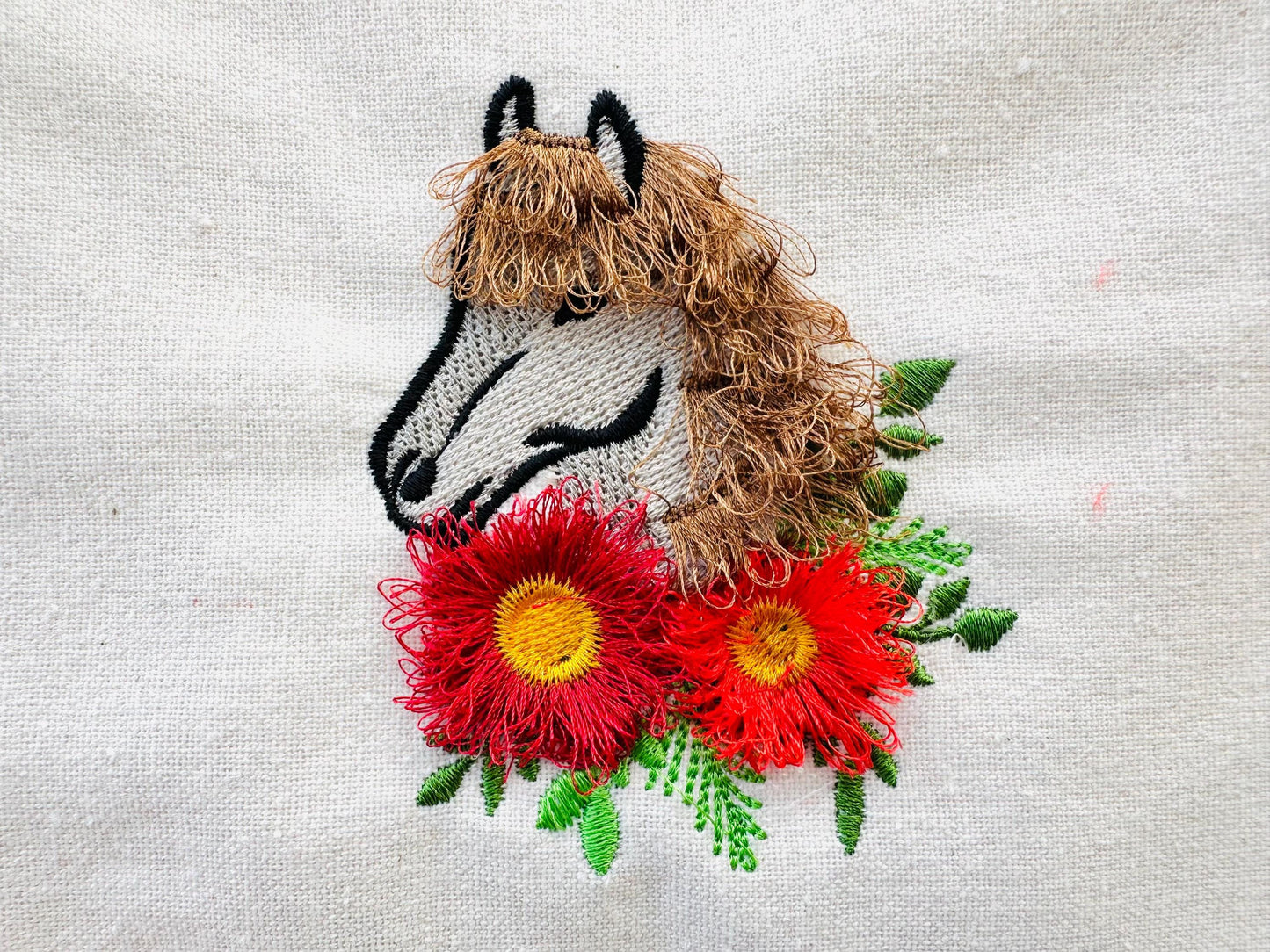 Horse Fringed Fluffy Hair Chenille Farm Animal and Fringe Flowers Machine Embroidery Designs Fringe Fur in the Hoop Sizes 3.5 and 4 Inch - Etsy