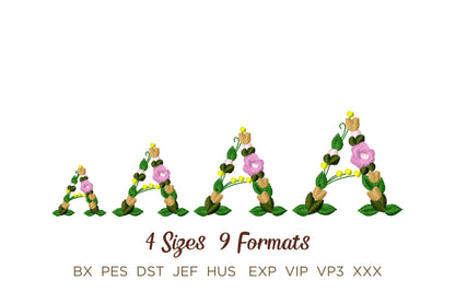 Small Fraternities & Sororities Floral Greek Font Whole Entire Alphabet Liberty Fashioned Flowers Machine Embroidery Designs