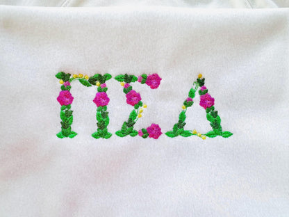 Small Fraternities & Sororities Floral Greek Font Whole Entire Alphabet Liberty Fashioned Flowers Machine Embroidery Designs