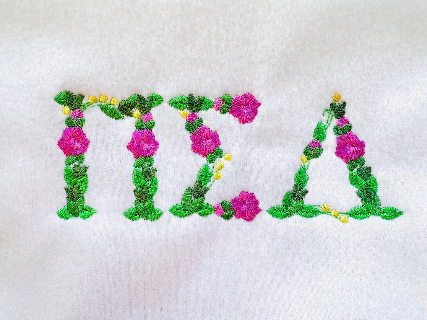 Small Fraternities & Sororities Floral Greek Font Whole Entire Alphabet Liberty Fashioned Flowers Machine Embroidery Designs