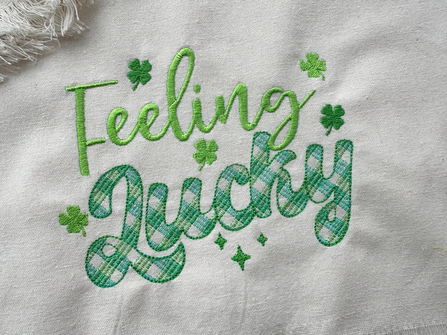 Feeling Lucky St Patricks Day Saying Machine Embroidery 4" 5" 6" 7" 8" | PES DST JEF | Artapli