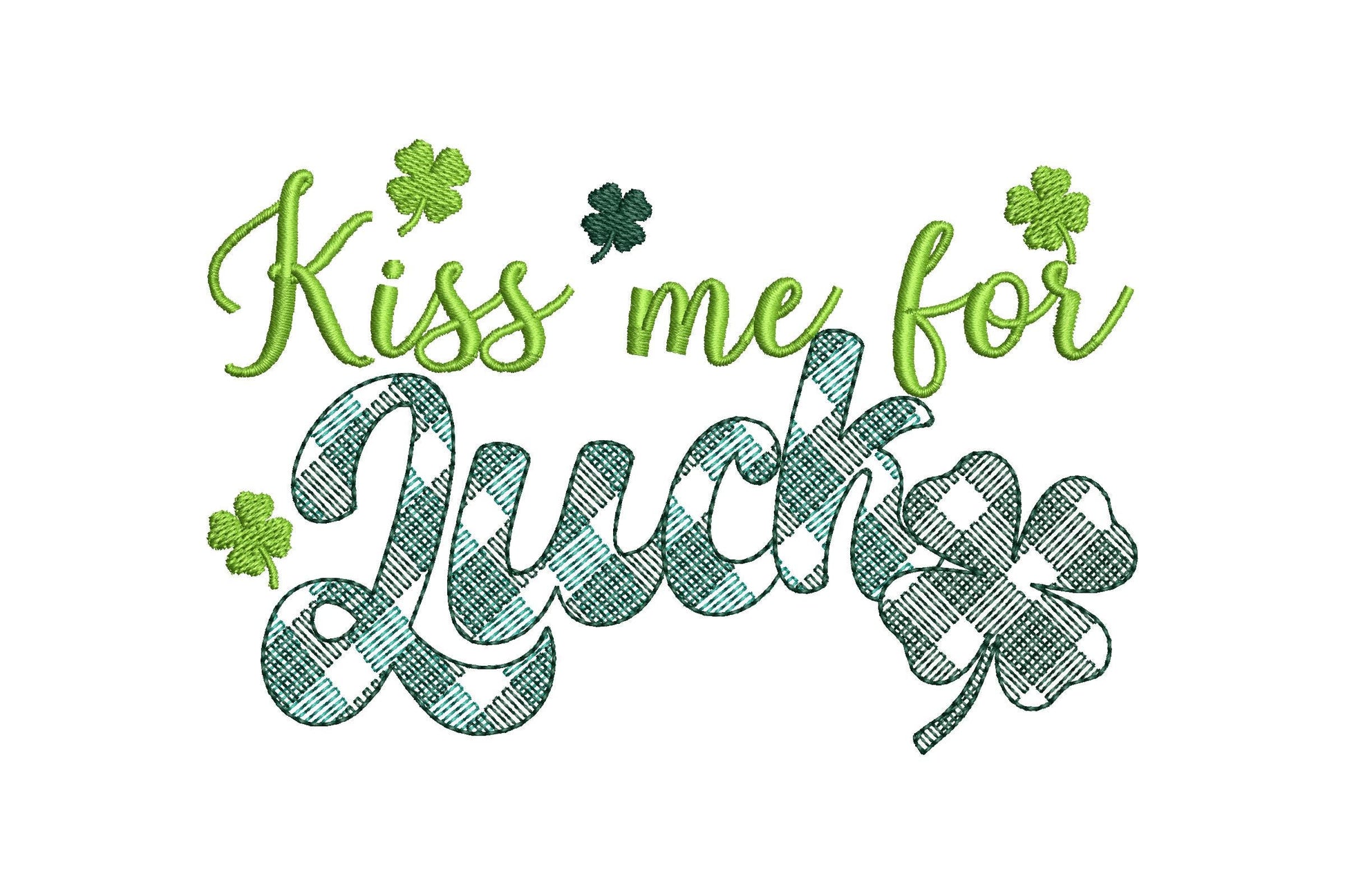 Kiss me for Luck St Patricks Day Saying – Flower embroidery pattern by Artapli