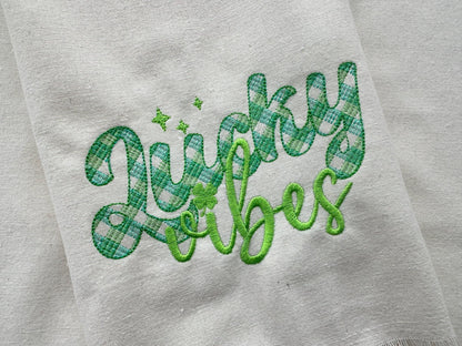 Lucky Vibes St Patricks Day Saying Machine Embroidery 4" 5" 6" 7" 8" | PES DST JEF | Artapli