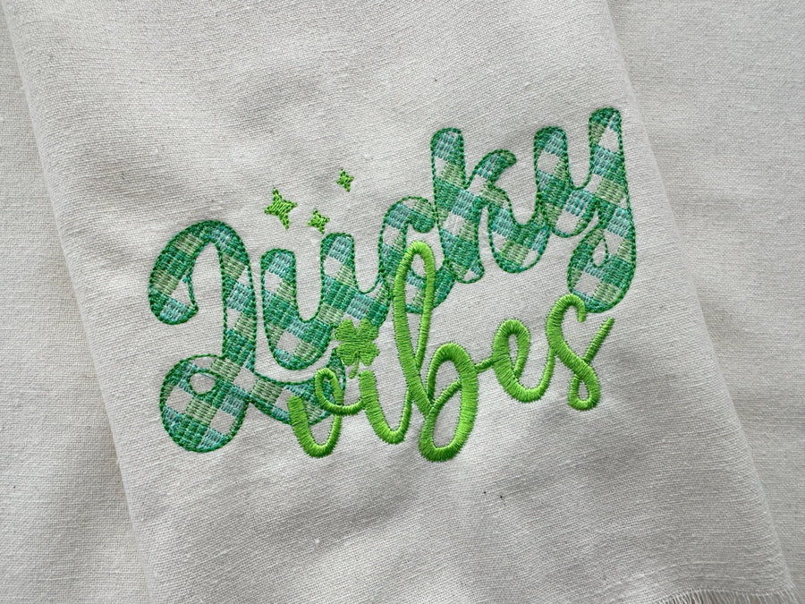 Lucky Vibes St Patricks Day Saying Machine Embroidery 4" 5" 6" 7" 8" | PES DST JEF | Artapli