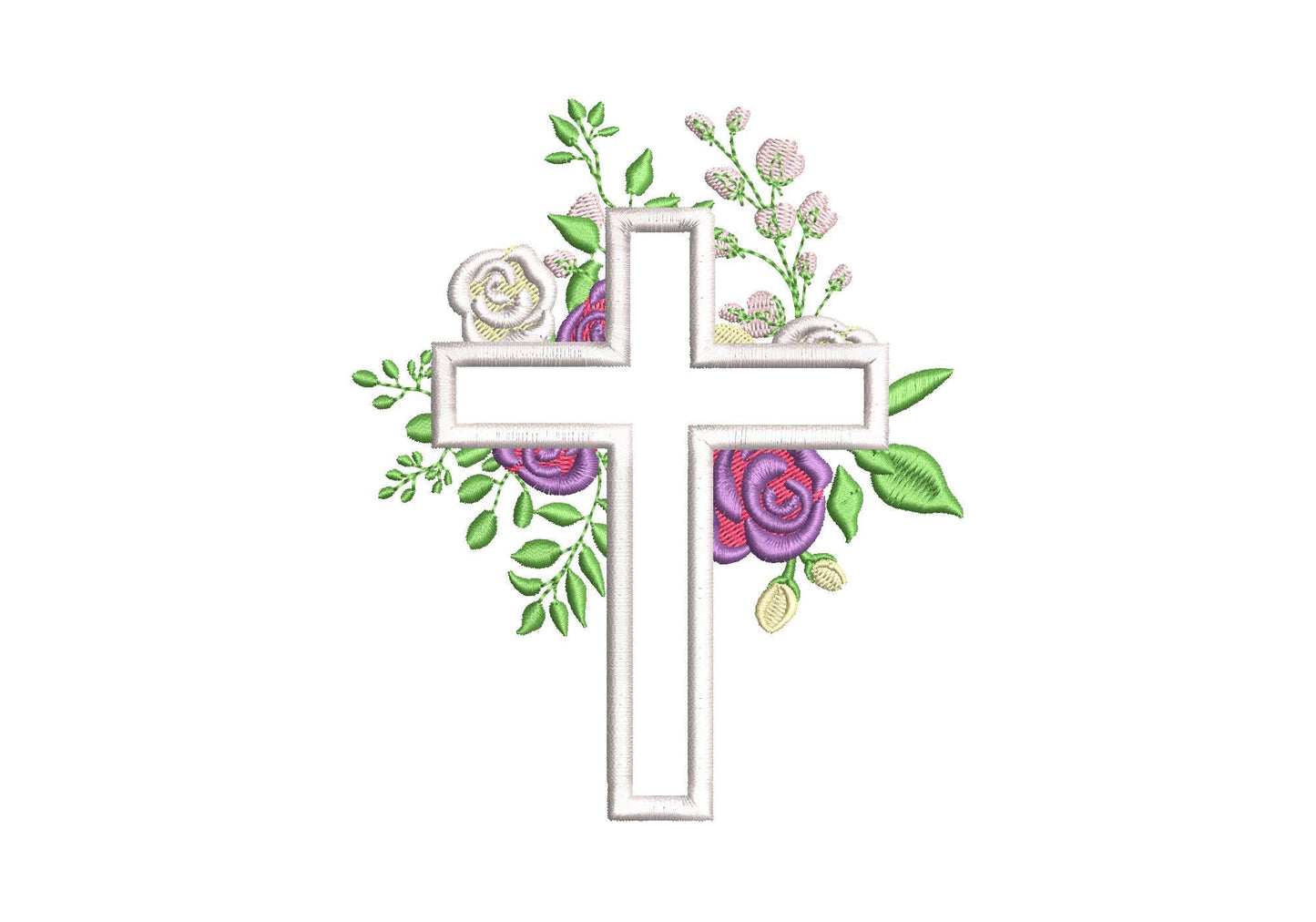 Rose Floral Cross Applique – Christian embroidery design by Artapli
