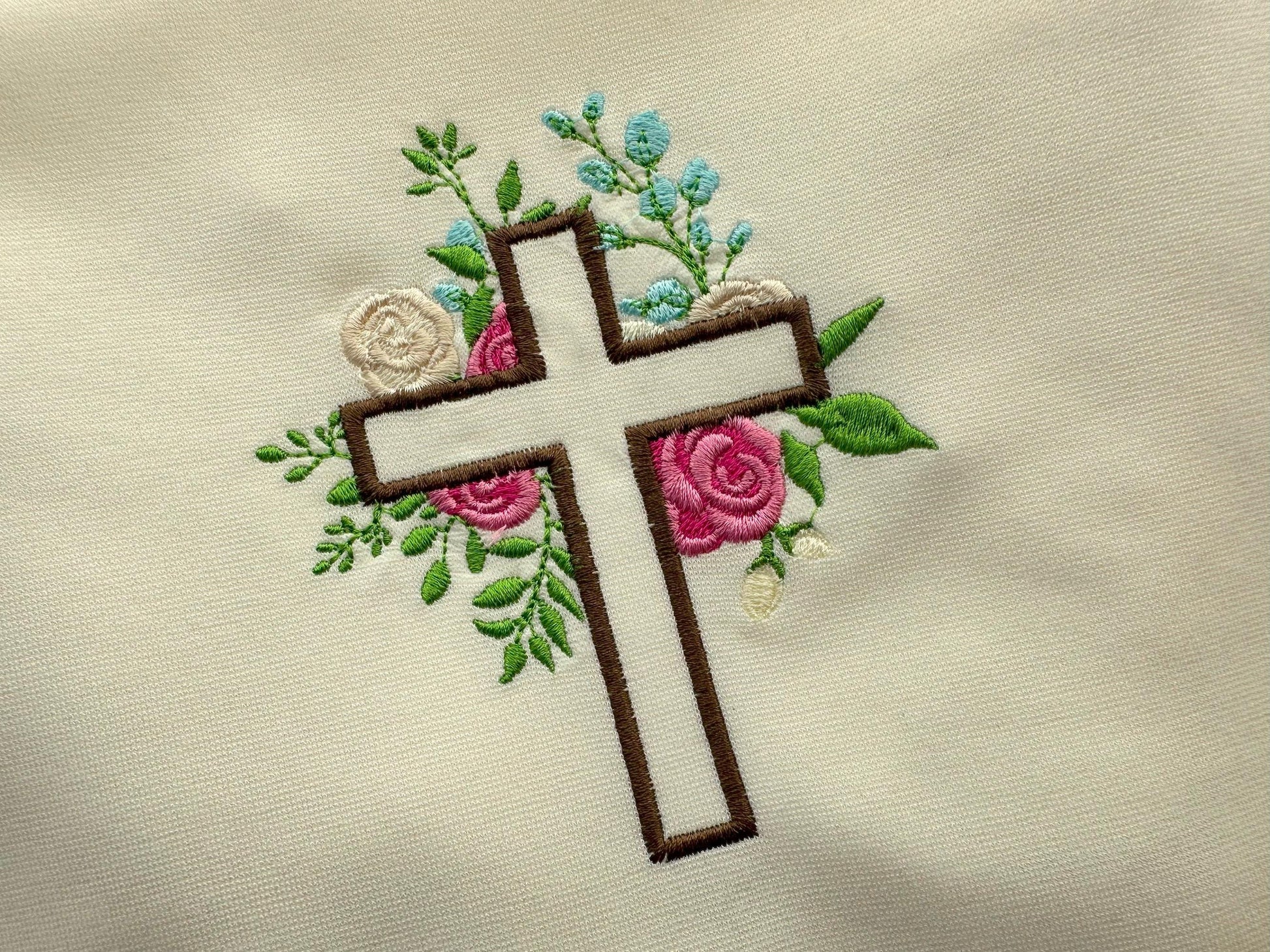 Rose Floral Cross Applique – Instant Download | Artapli