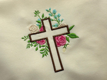 Rose Floral Cross Applique – Instant Download | Artapli