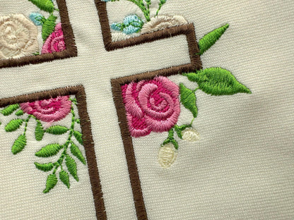 Rose Floral Cross Applique – Appliqué machine embroidery design by Artapli