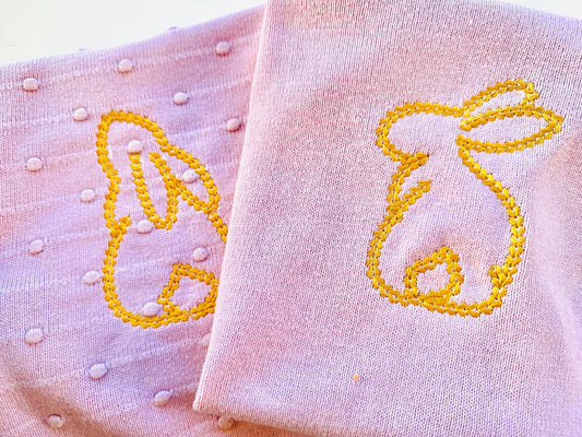 Easter Bunny silhouette SET of 5 types extra bold chain stitch outline machine embroidery designs many sizes Bunnies look like handstitched