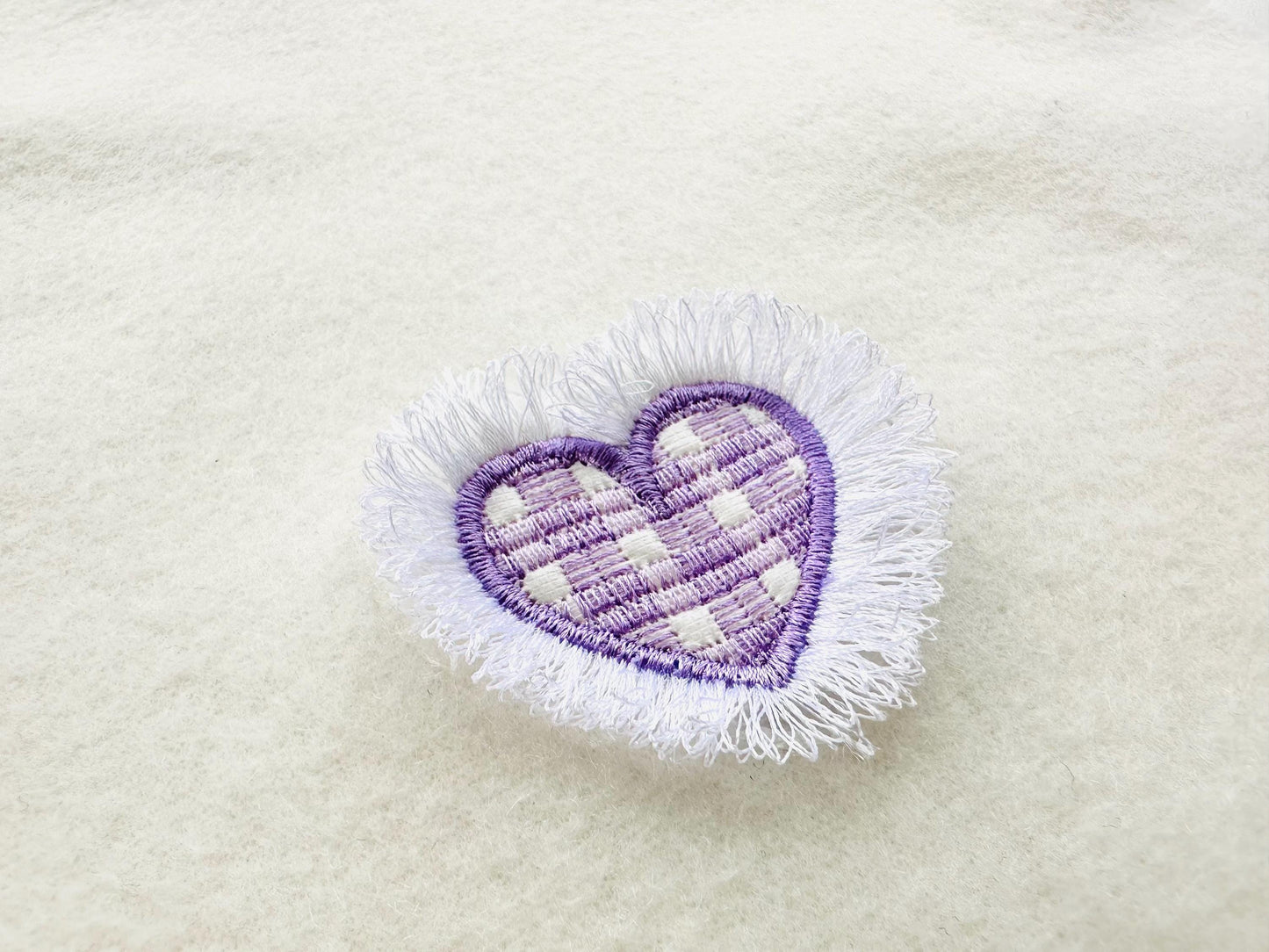 Gingham Tartan Valentine Single Heart Awesome Fringed Fluffy Heart Fringe ITH in the Hoop Machine Embroidery Designs Sizes for Hoop 4x4 - Etsy