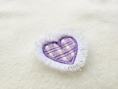 Gingham Tartan Valentine Single Heart Awesome Fringed Fluffy Heart Fringe ITH in the Hoop Machine Embroidery Designs Sizes for Hoop 4x4 - Etsy