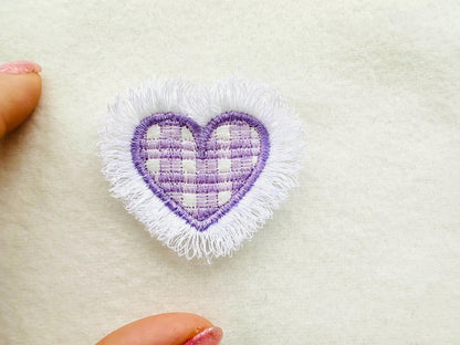 Gingham Tartan Valentine Single Heart Awesome Fringed Fluffy Heart Fringe ITH in the Hoop Machine Embroidery Designs Sizes for Hoop 4x4 - Etsy
