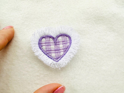 Gingham Tartan Valentine Single Heart Awesome Fringed Fluffy Heart Fringe ITH in the Hoop Machine Embroidery Designs Sizes for Hoop 4x4 - Etsy