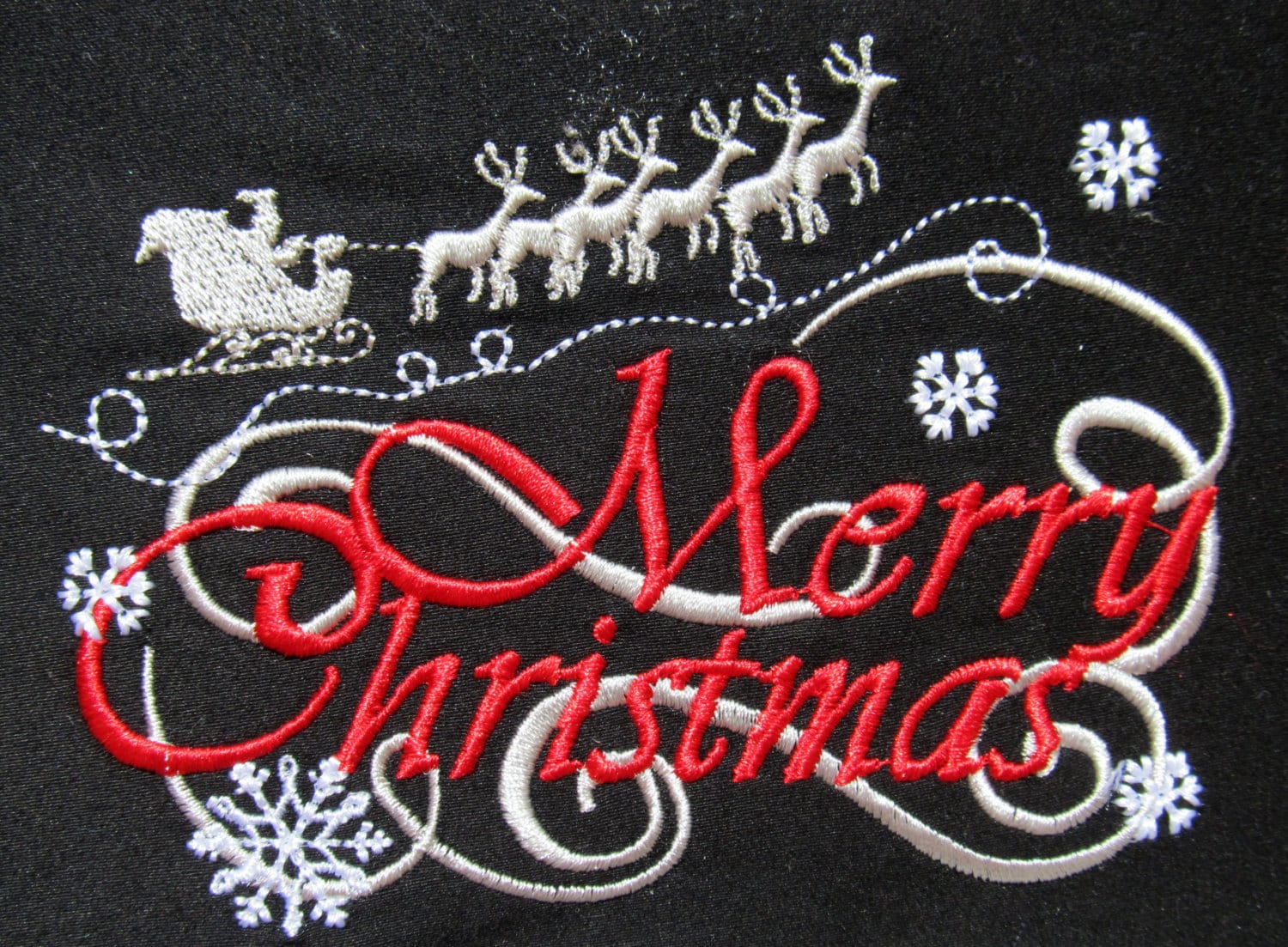 Merry Christmas saying machine embroidery designs snowflake Santa sleigh and reindeers