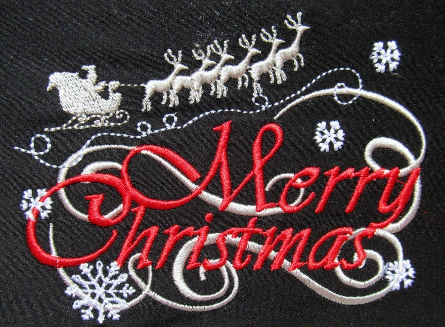 Merry Christmas saying machine embroidery designs snowflake Santa sleigh and reindeers