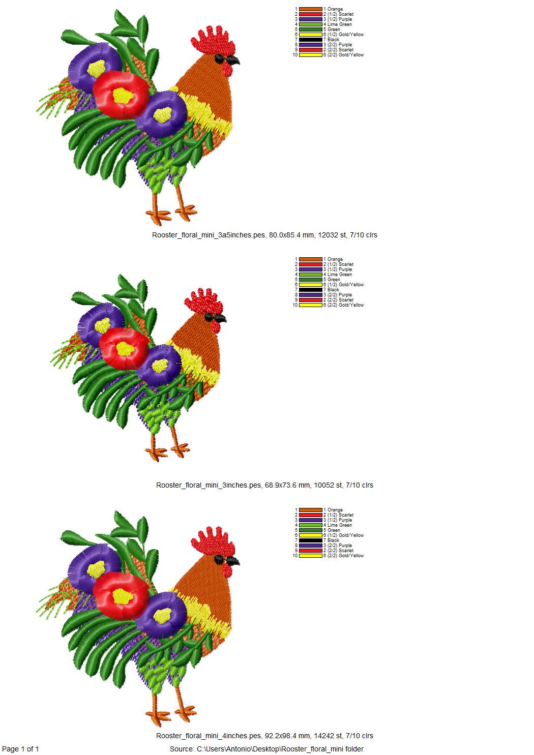 Mini Rooster Floral Tail Feathers Fringed Fluffy Chenille Machine Embroidery Designs Mini Sizes for Hoop 4x4 Fringe Fur Farm Bird Chicken - Etsy