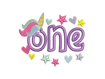 Unicorn Tail Birthday number ONE 1 Unicorn word number birthday outfit Unicorn Applique