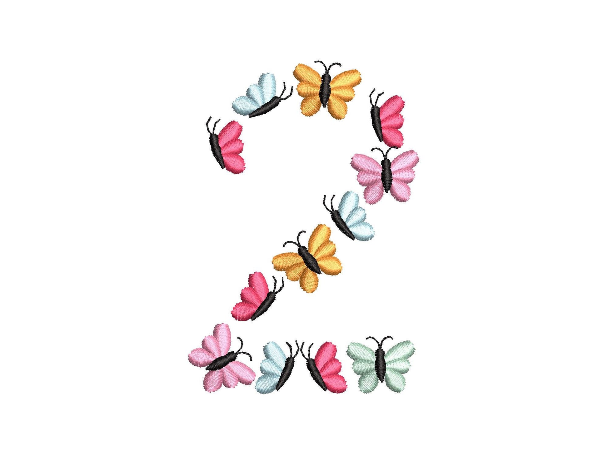 Butterfly Birthday Numbers 0-9 tiny wee butterflies machine embroidery designs flowered Summer floral monogram multiple sizes 2.5 to 6.3inch