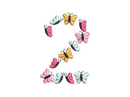 Butterfly Birthday Numbers 0-9 tiny wee butterflies machine embroidery designs flowered Summer floral monogram multiple sizes 2.5 to 6.3inch