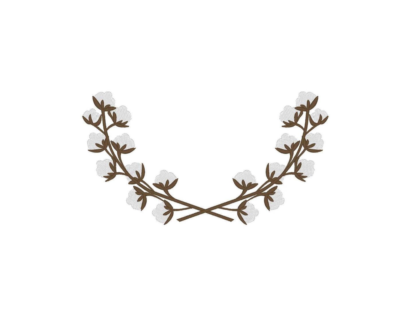 Cotton Branch floral wreath Monogram floral frame fill stitch machine embroidery designs 