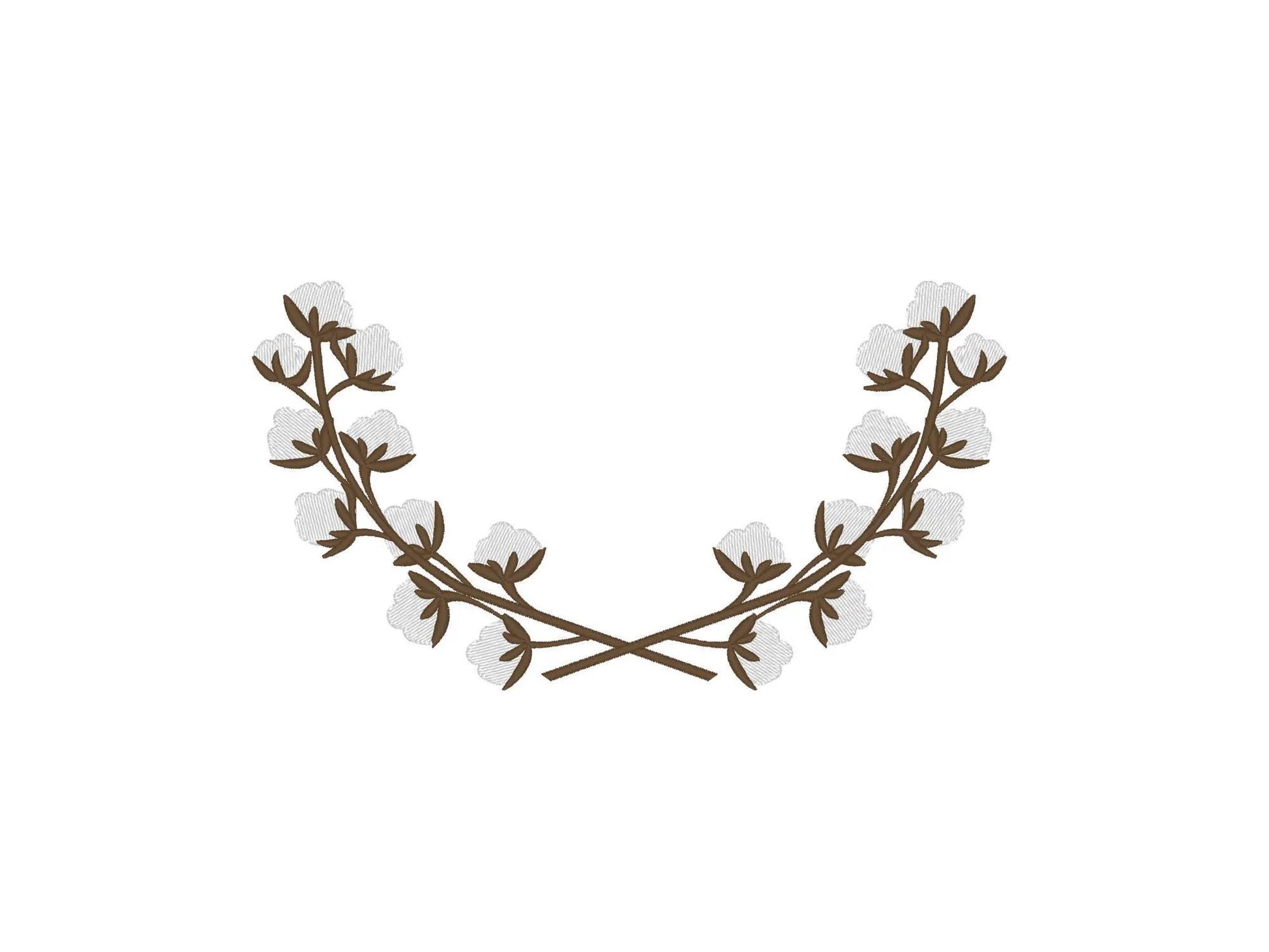 Cotton Branch floral wreath Monogram floral frame fill stitch machine embroidery designs 